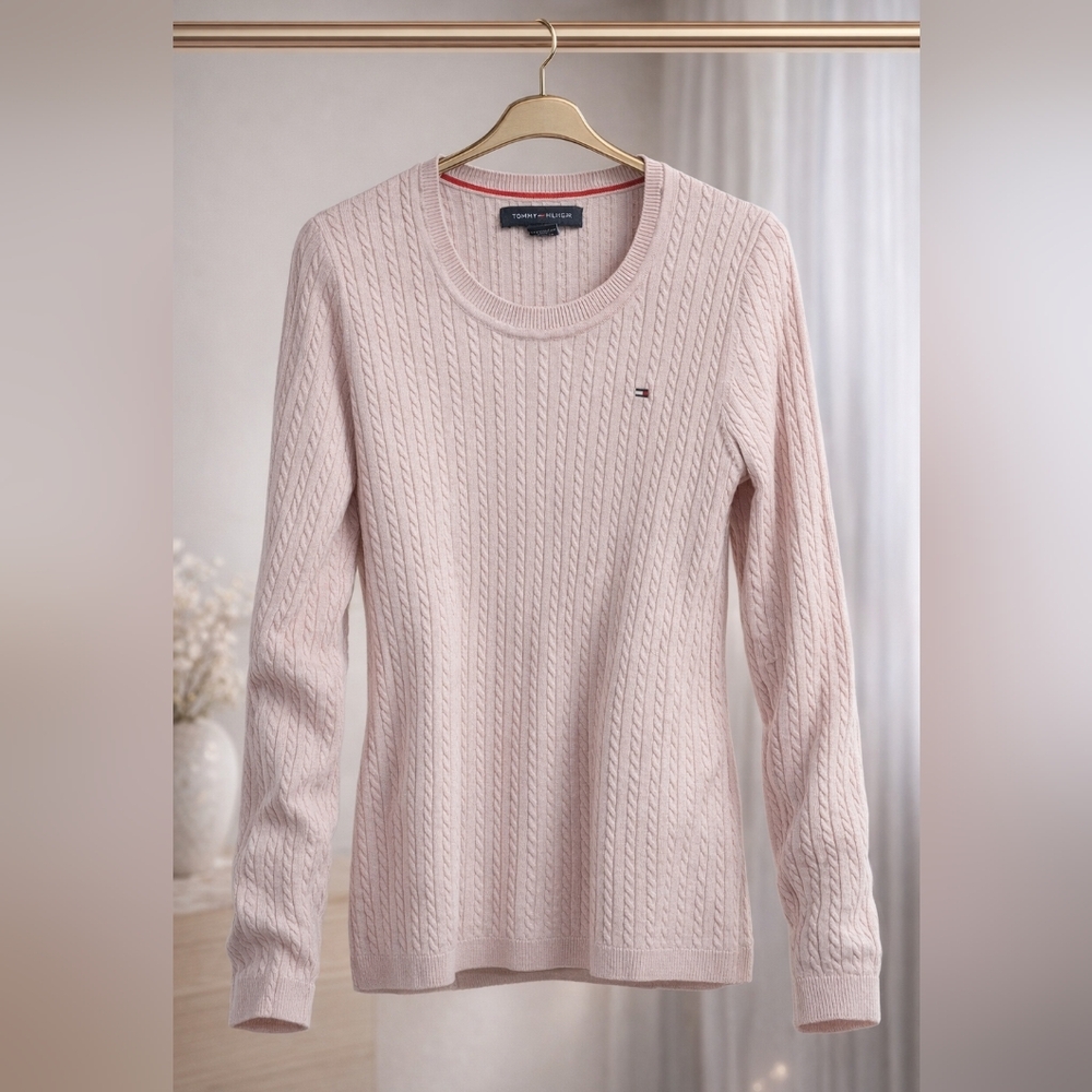 Tommy Hilfiger Women's Light Pink Cable Sweater